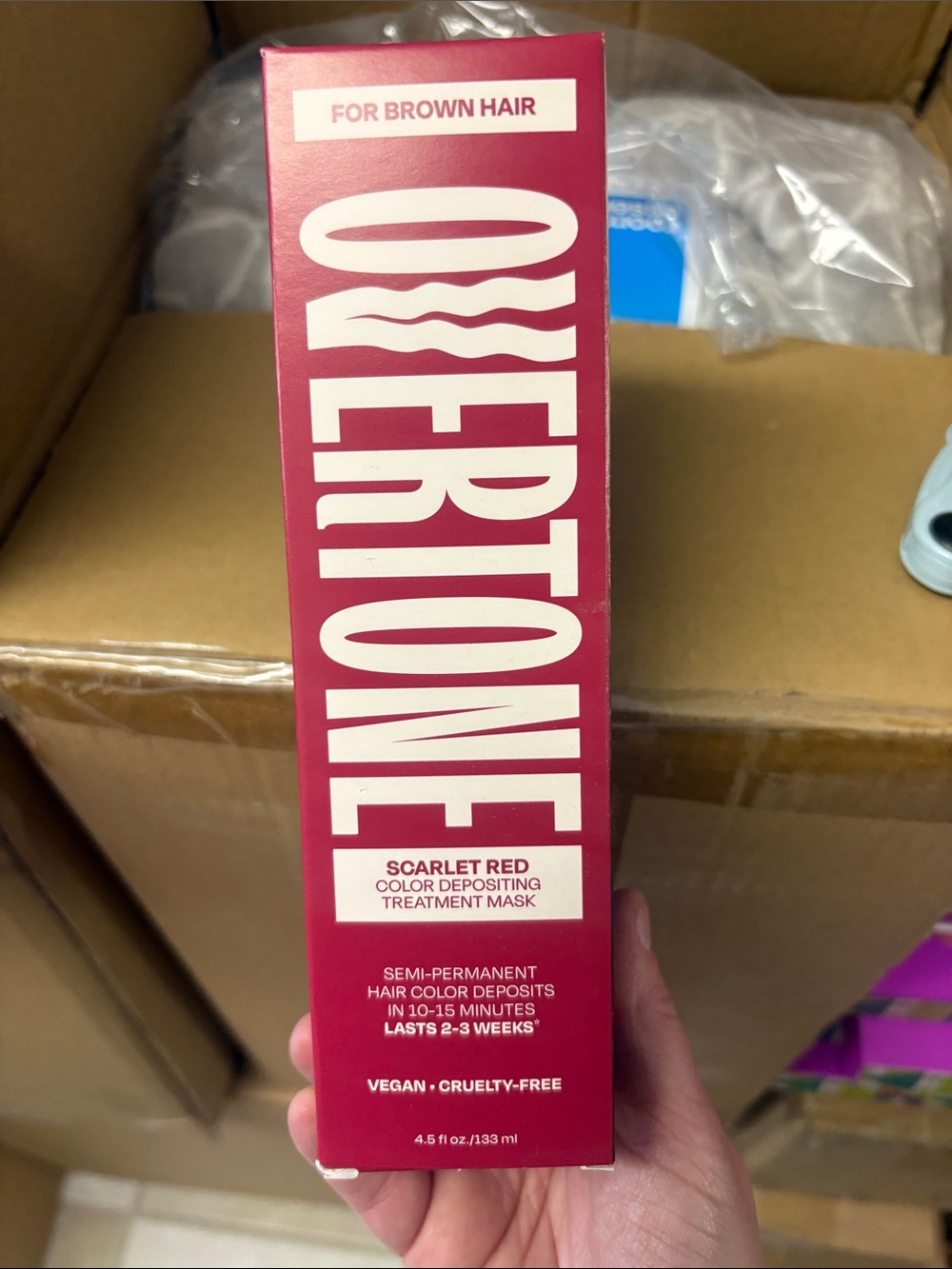 Overtone Scarlet Red Color Depositing Hair Mask for Brown Hair